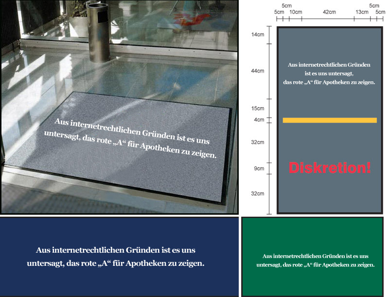 Werbeteppiche mit Branchenlogo für Apotheken - von Textile Mietdienste Hiller