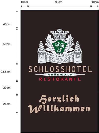 Werbeteppiche mit Branchenlogo für Schlosshotels
